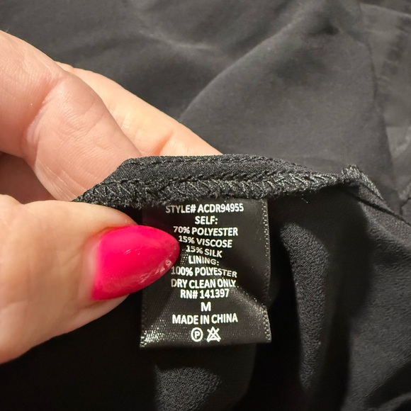 ASTR the Label Black Striped Satiny Silk Long Sleeve Ruffle Mini Dress Sz M - Picture 9 of 9